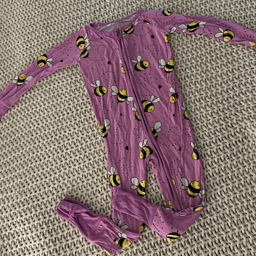 Gently Worn Little Sleepies Bumble Bee Zippie. Size 18-24 Months.